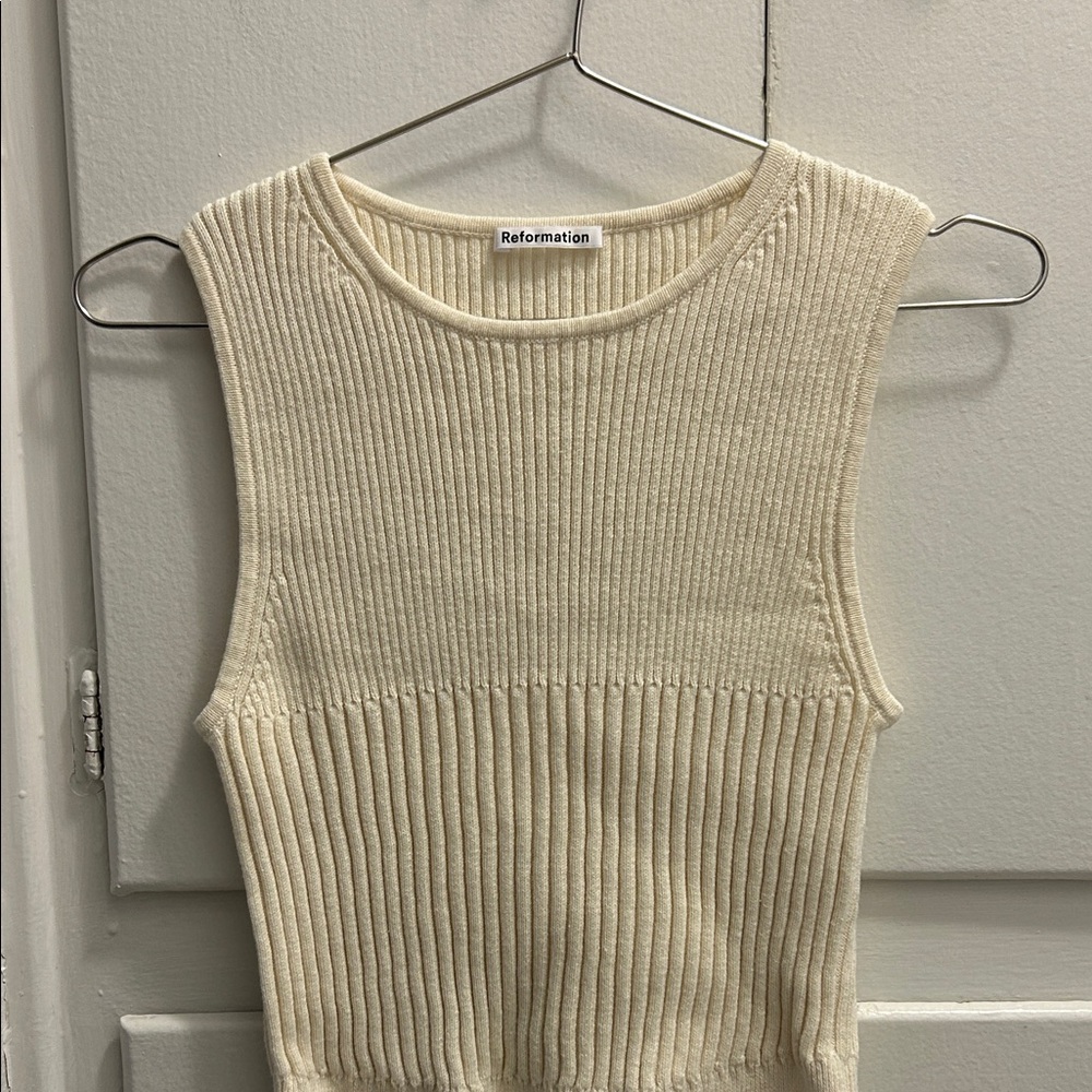 Reformation Ivory Ribbed Tank Top - Picture 5 of 5
